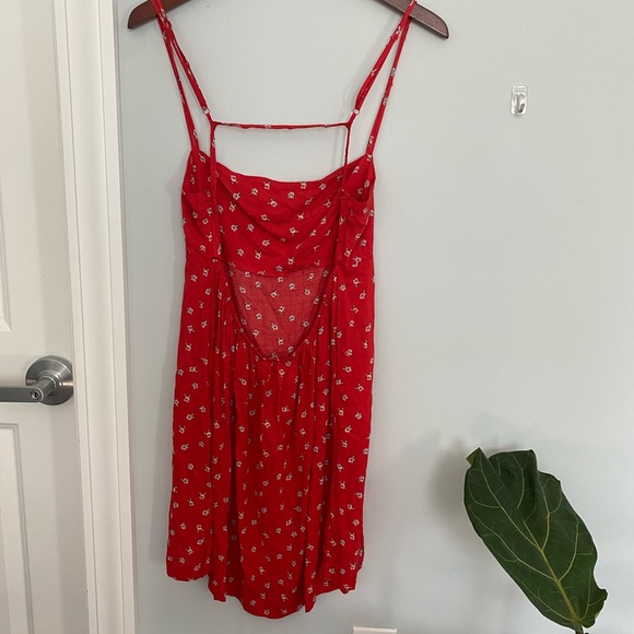 Free people red floral open back mini dress - Picture 3 of 6